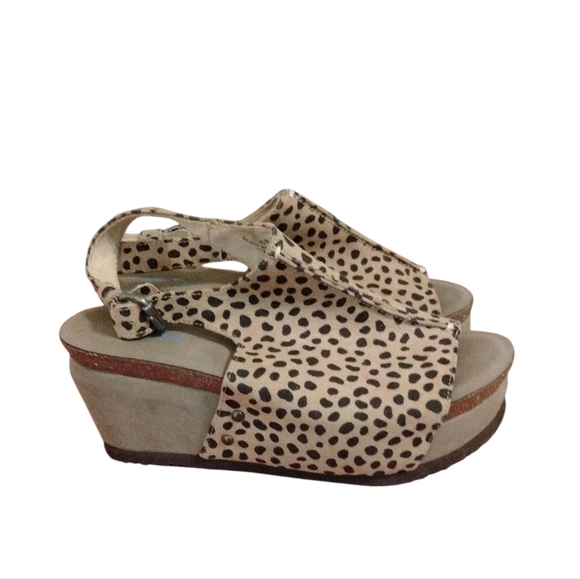 Axxiom Cheetah Print Cushioned Wedge Sandals Black and Tan Sling Back Sandals 8M - Picture 6 of 11